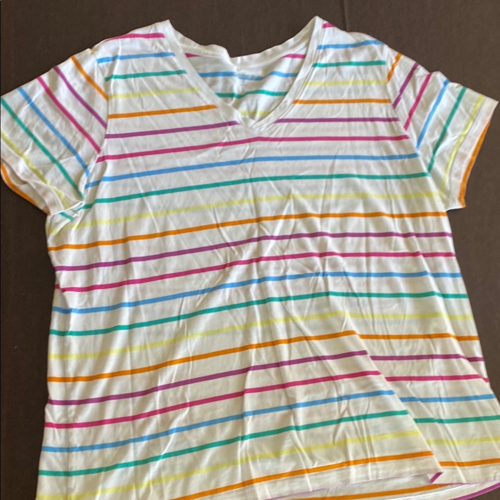 Lands' End Multicolor Striped Short Sleeve Tee